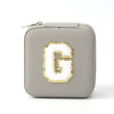 Kleines Leder Grau Schmuck Organisator Reisetasche Schmuck Lagerbox