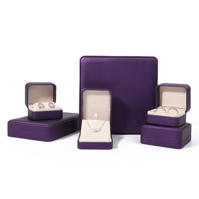 High Quality Jewellery Packaging Box Custom Luxury Big Jewelry Set Box Necklace Bracelet Earrings Ring Packaging Handmade Square Purple Leather Jewelry Box With Logo