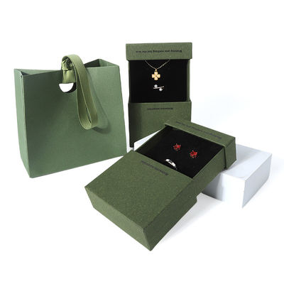 China Fertigung Großhandel hochwertige Halskette Ohrring Armband Ring Box Schmuck Verpackung Personalisierte Custom Eco Friendly Karton Papier grüne Schublade Schmuckbox mit Logo