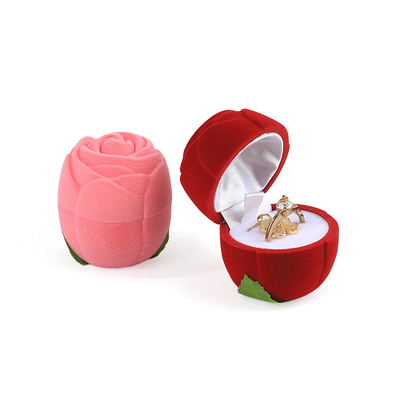 angepasste Hign End rotes Samt Rose Blume Schmuck Ring Box für den Valentinstag